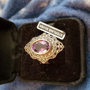 Huge Amethyst And Sterling Silver Ring